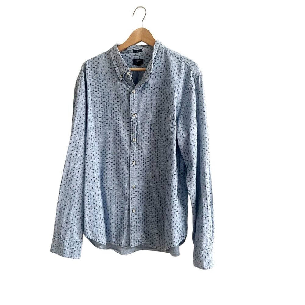 J. Crew Men’s Slim Chambray Long Sleeve Button Down Size XL Dot Print Preppy